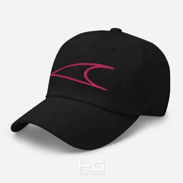 Hieroglyph A | Ancient Symbol | Flamingo Color on Black Hat | HG Logo at back
